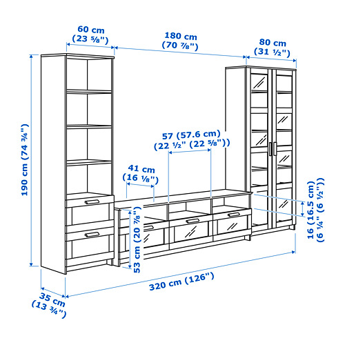 BRIMNES TV storage combination/glass doors