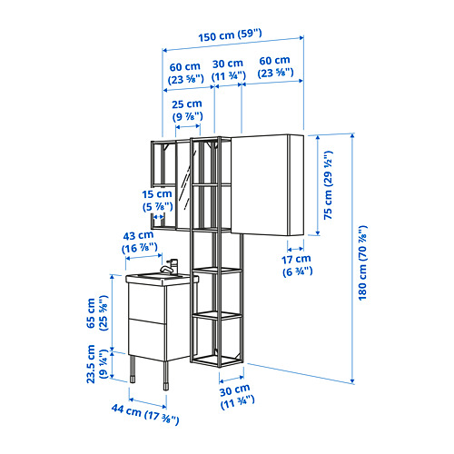 TVÄLLEN/ENHET bathroom furniture, set of 16
