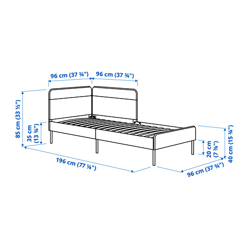 BLÅKULLEN 軟墊式床架連轉角床頭板