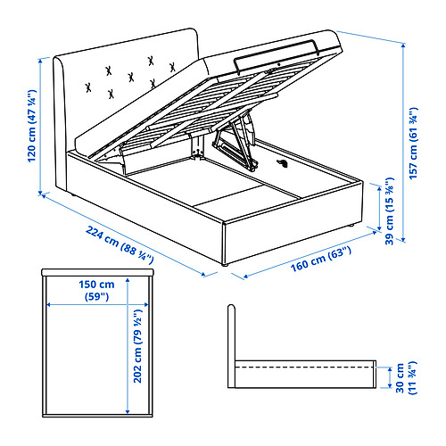 IDANÄS upholstered ottoman bed