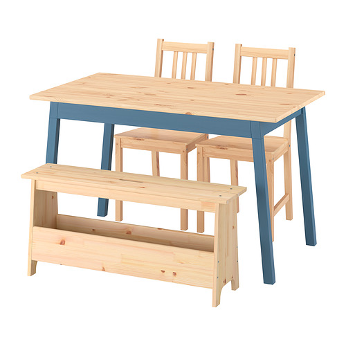 PERJOHAN/PINNTORP table with 2 chairs and bench
