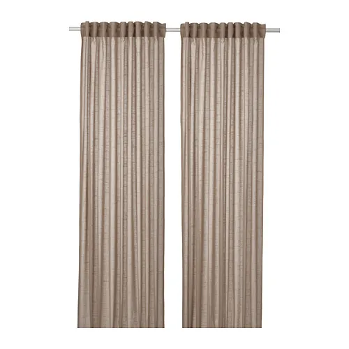 DYTÅG - curtains, 1 pair, beige/with heading tape, 145x250 cm