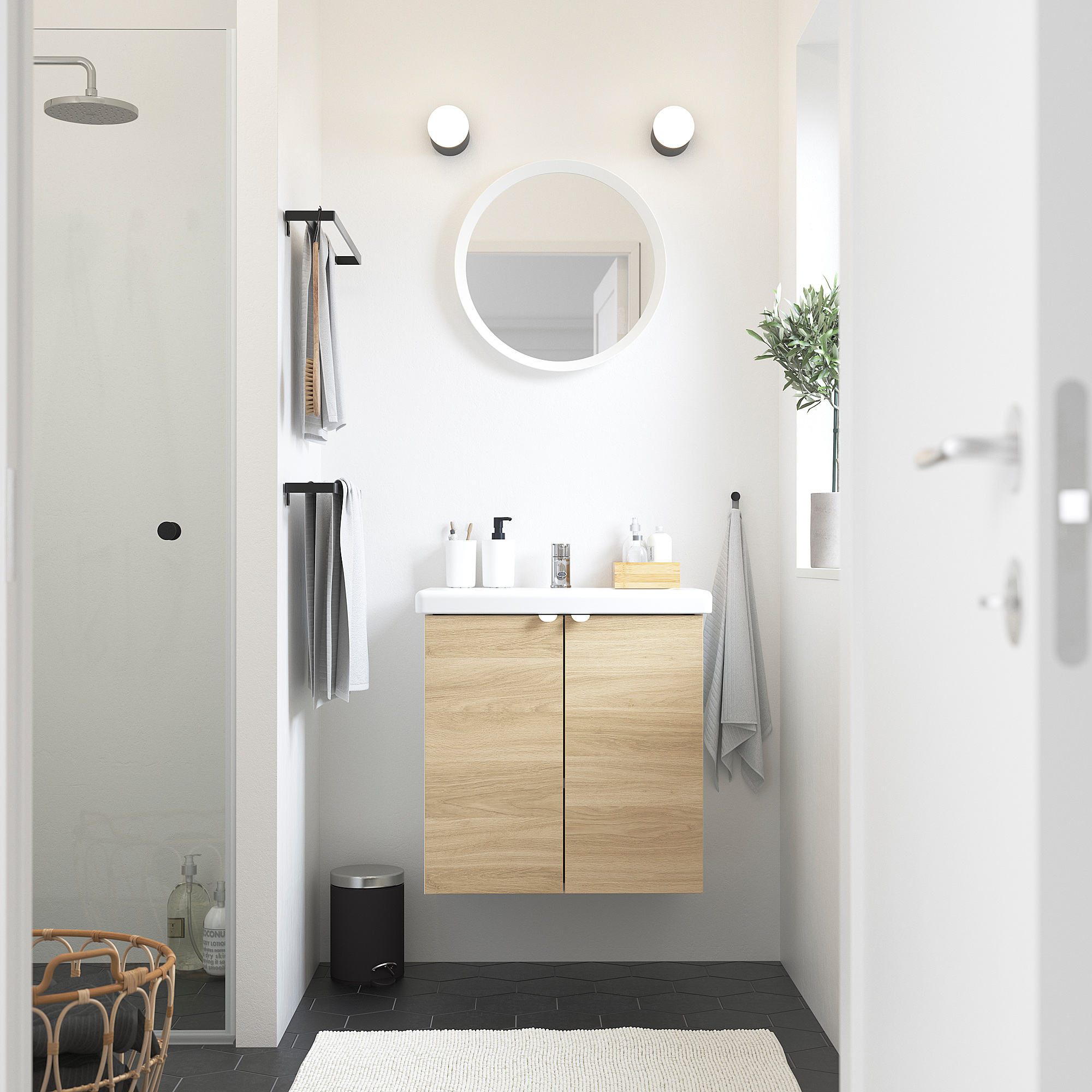 TVÄLLEN/ENHET wash-stnd w doors/wash-basin/tap