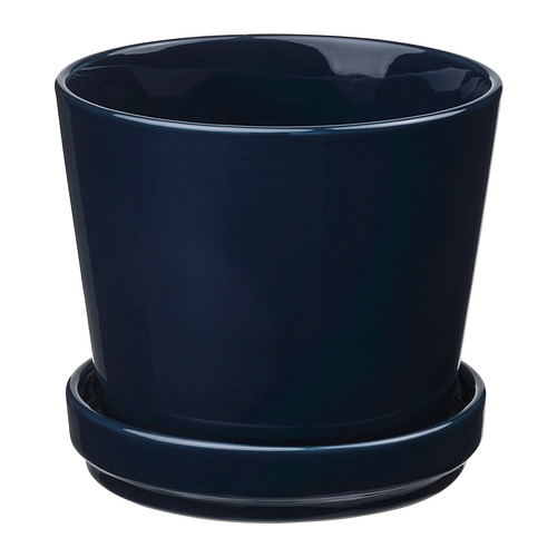 KLOTLÖNN plant pot with saucer