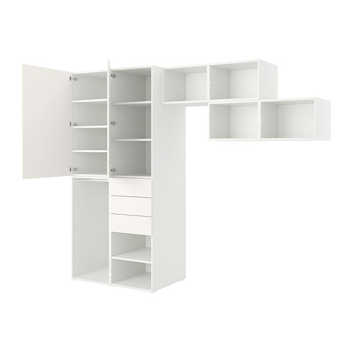 PLATSA wardrobe with 2 doors+3 drawers, white/FONNES white