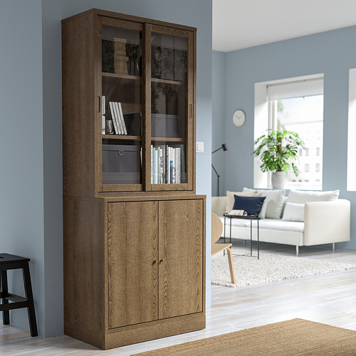 TONSTAD storage comb w sliding glass doors