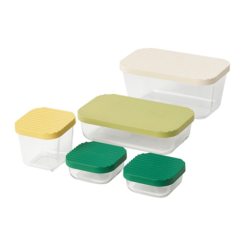 HAVSTOBIS food container with lid, set of 5