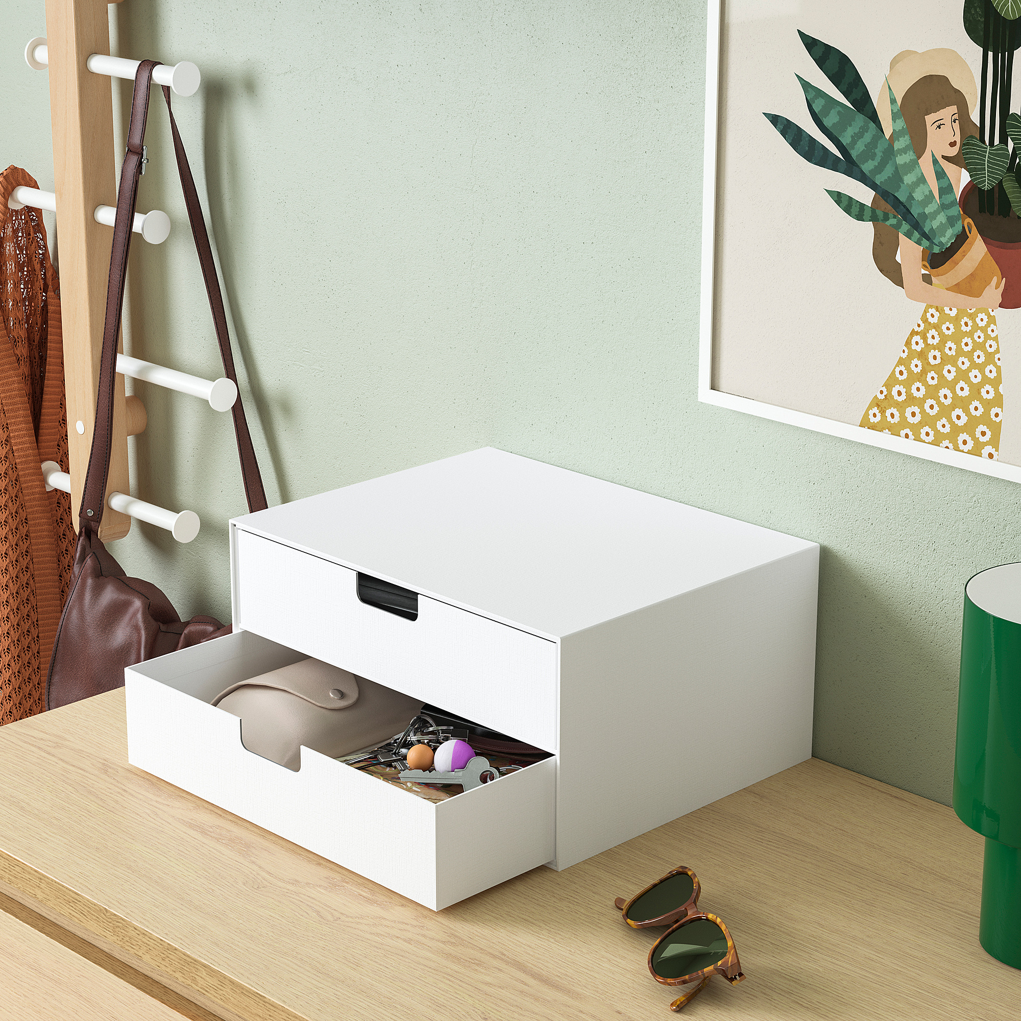 FJÄDERHARV mini chest with 2 drawers