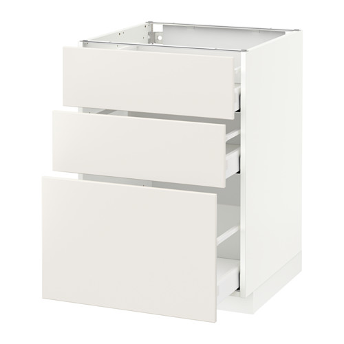 METOD base cabinet with 3 drawers