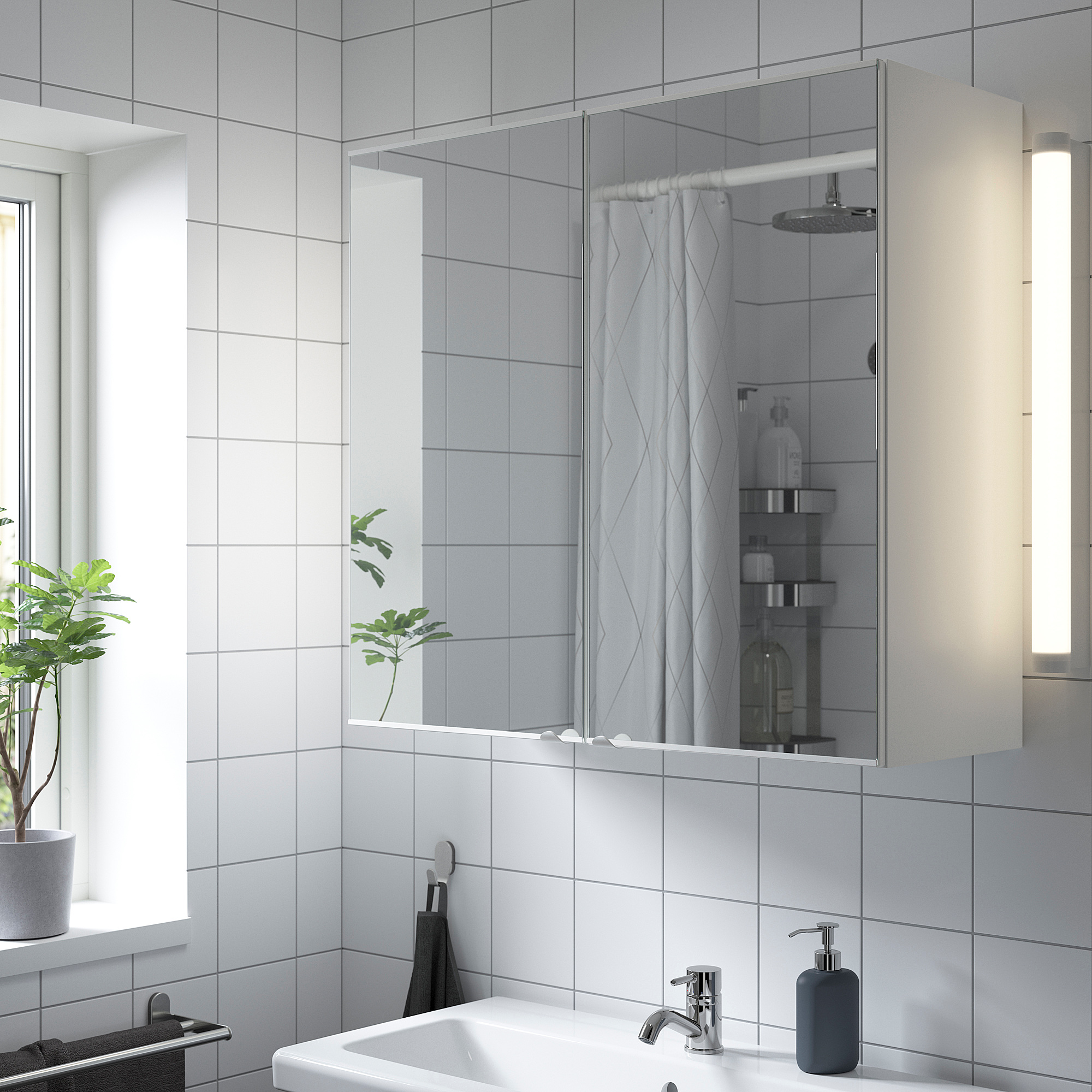 ENHET - mirror cabinet with 2 doors, white, 80x32x75 cm | IKEA
