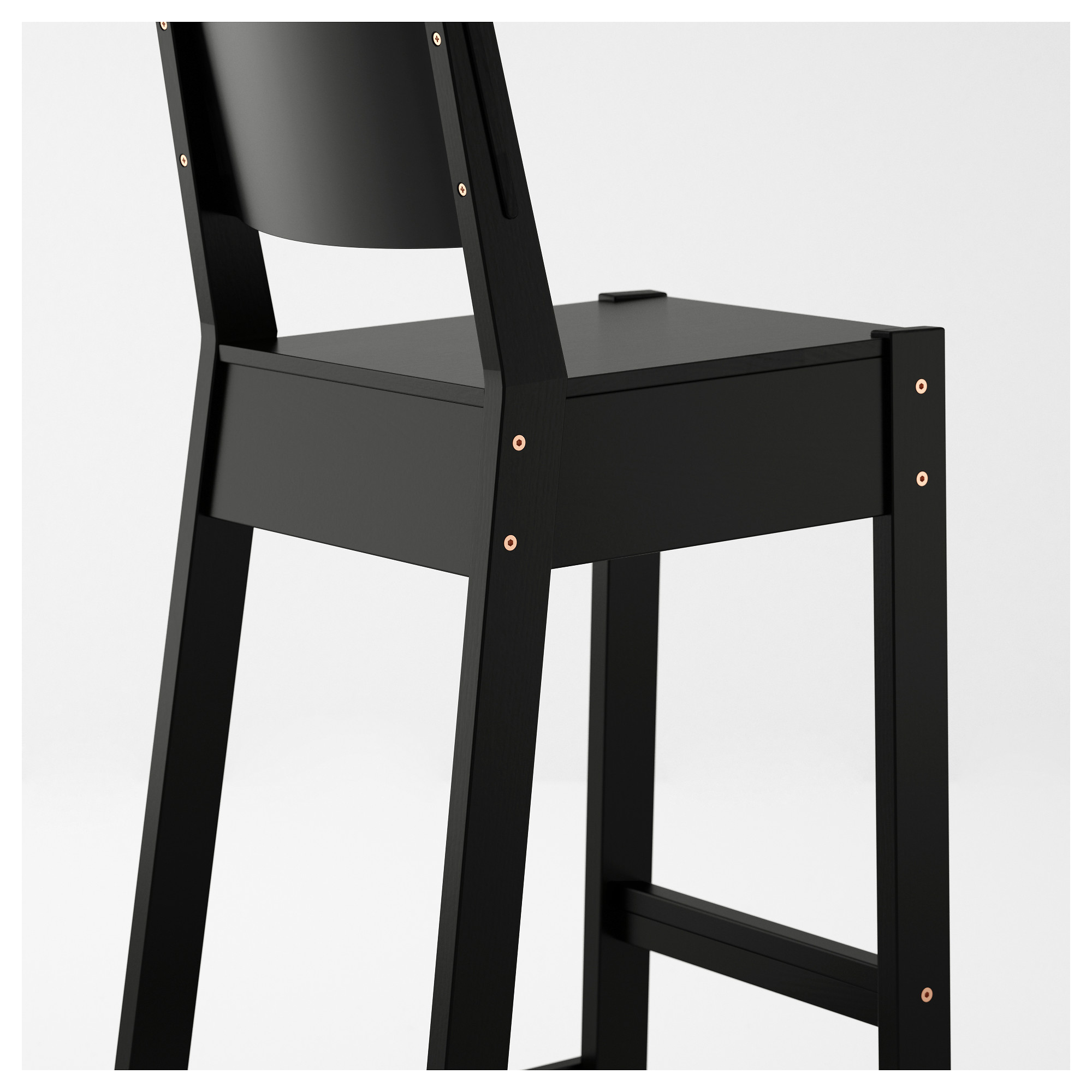 NORRÅKER bar stool with backrest, black IKEA Hong Kong and Macau