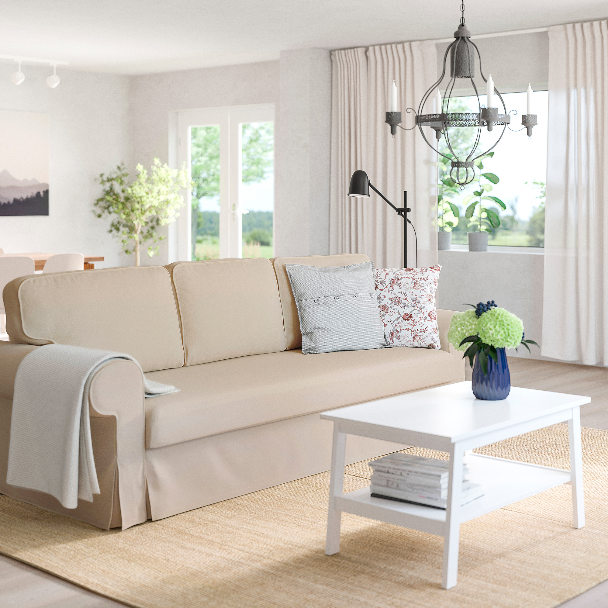VRETSTORP 3 seat sofa  bed Hallarp beige IKEA  Hong 