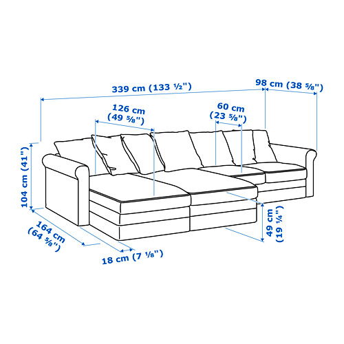 GRÖNLID 4-seat sofa with chaise longues