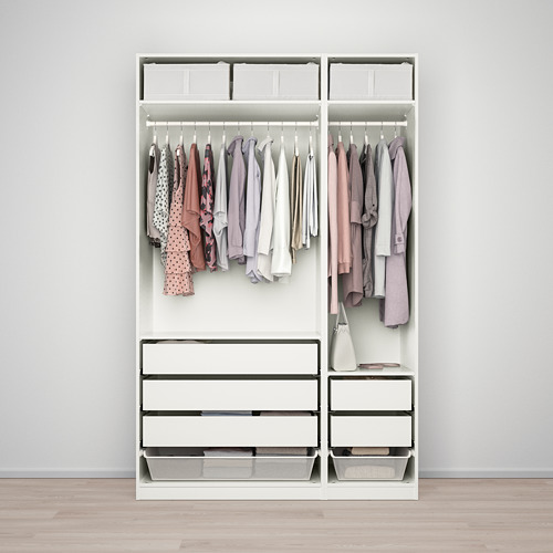 FARDAL/PAX wardrobe, white/Fardal high-gloss/white, 150x60x236 cm