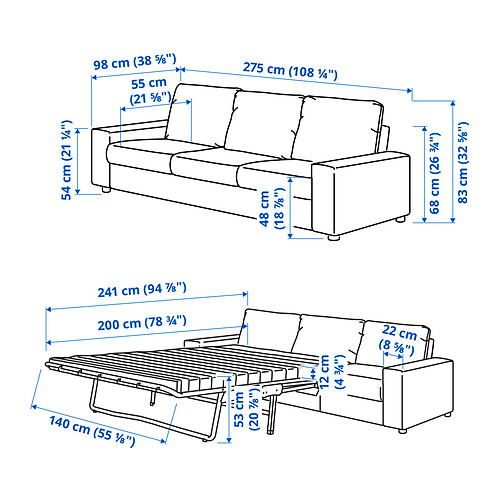 VIMLE 3-seat sofa-bed