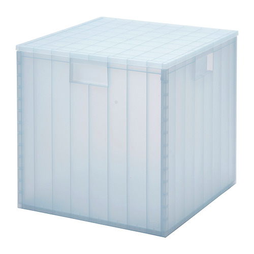 PANSARTAX storage box with lid, 33x33x33 cm, transparent grey-blue
