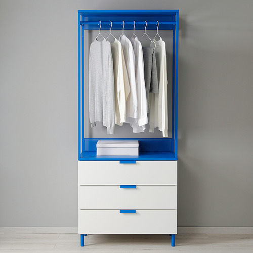 PLATSA open wardrobe with 3 drawers
