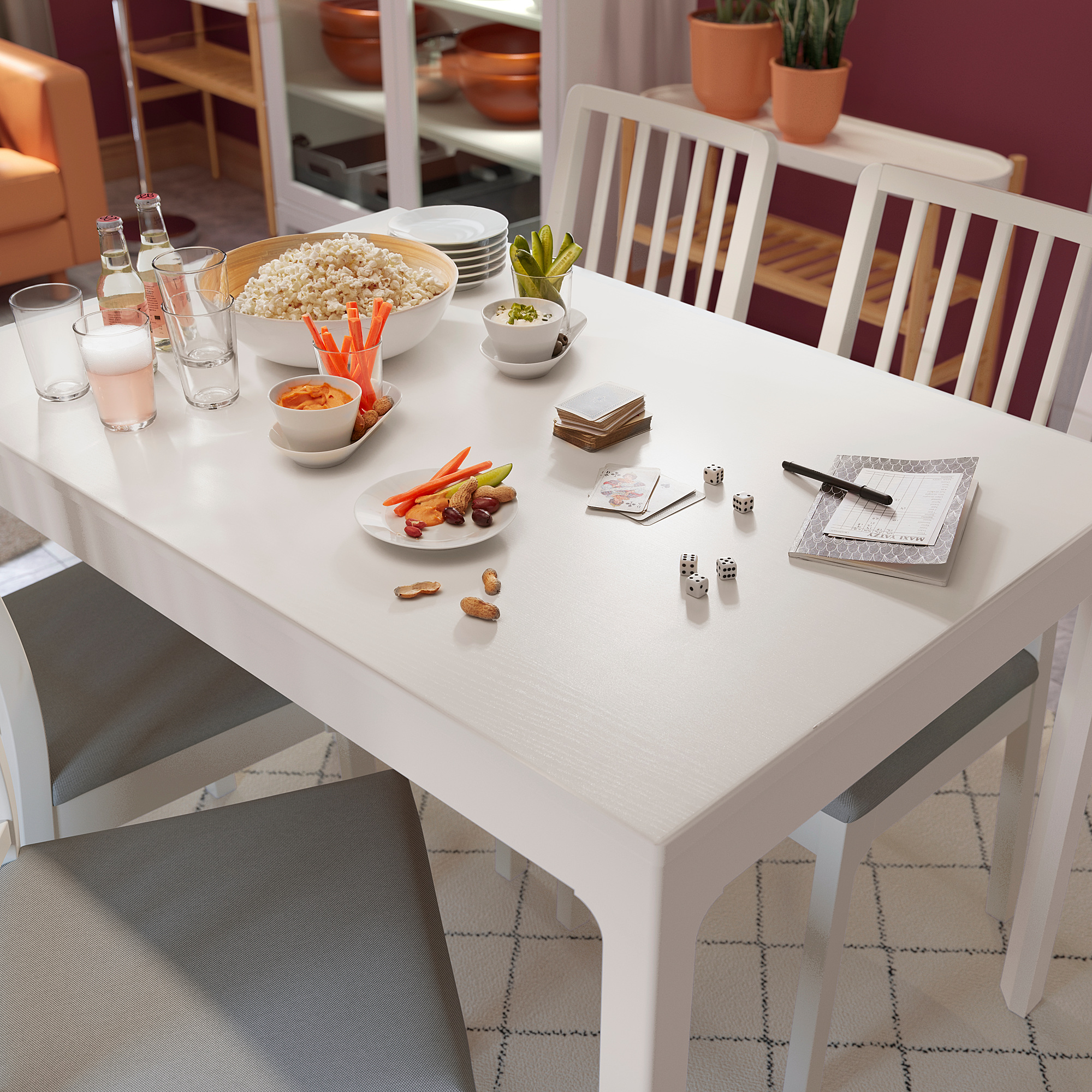 EKEDALEN - extendable table, white 