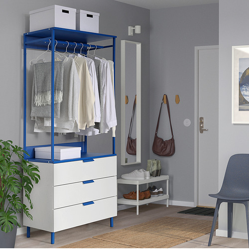 PLATSA open wardrobe with 3 drawers