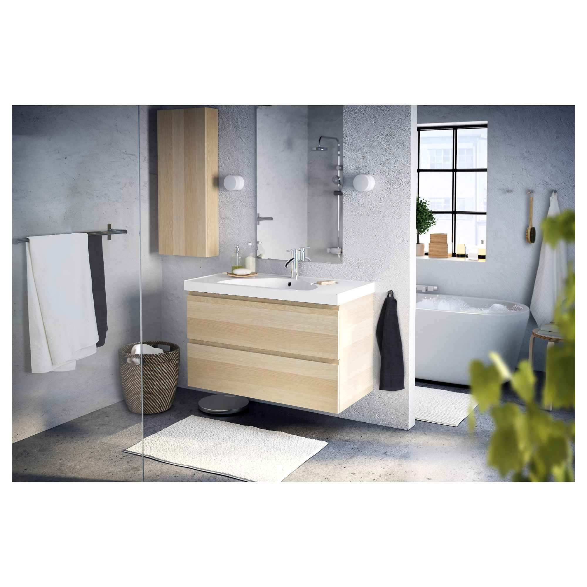Godmorgon Wall Cabinet With 1 Door White Stained Oak Effect