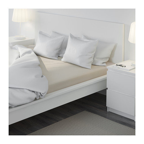 DVALA fitted sheet, beige, small double