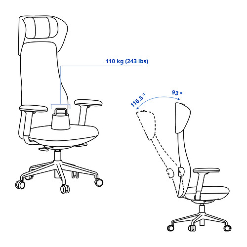 GRÖNFJÄLL 附扶手/頭枕辦公椅