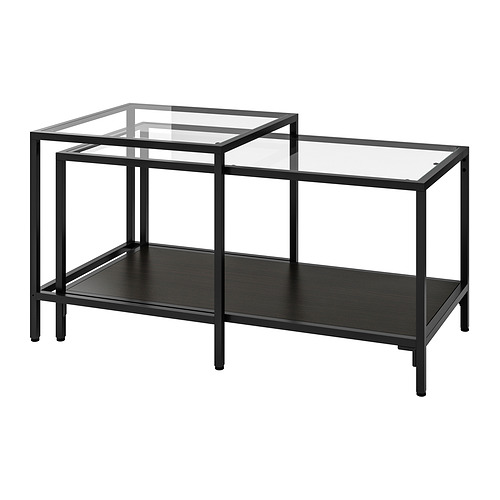 VITTSJÖ - nest of tables, set of 2, black-brown/glass, 90x50 cm | IKEA Hong Kong and Macau - PE977132_S4
