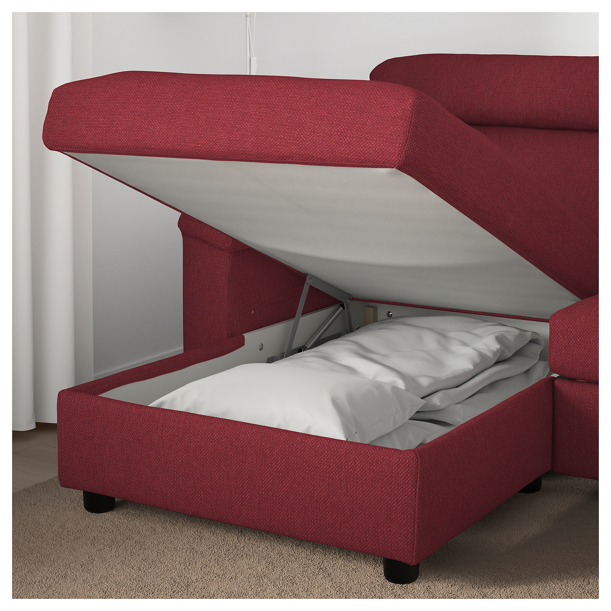 LIDHULT 3seat sofabed, with chaise longue/Lejde redbrown IKEA
