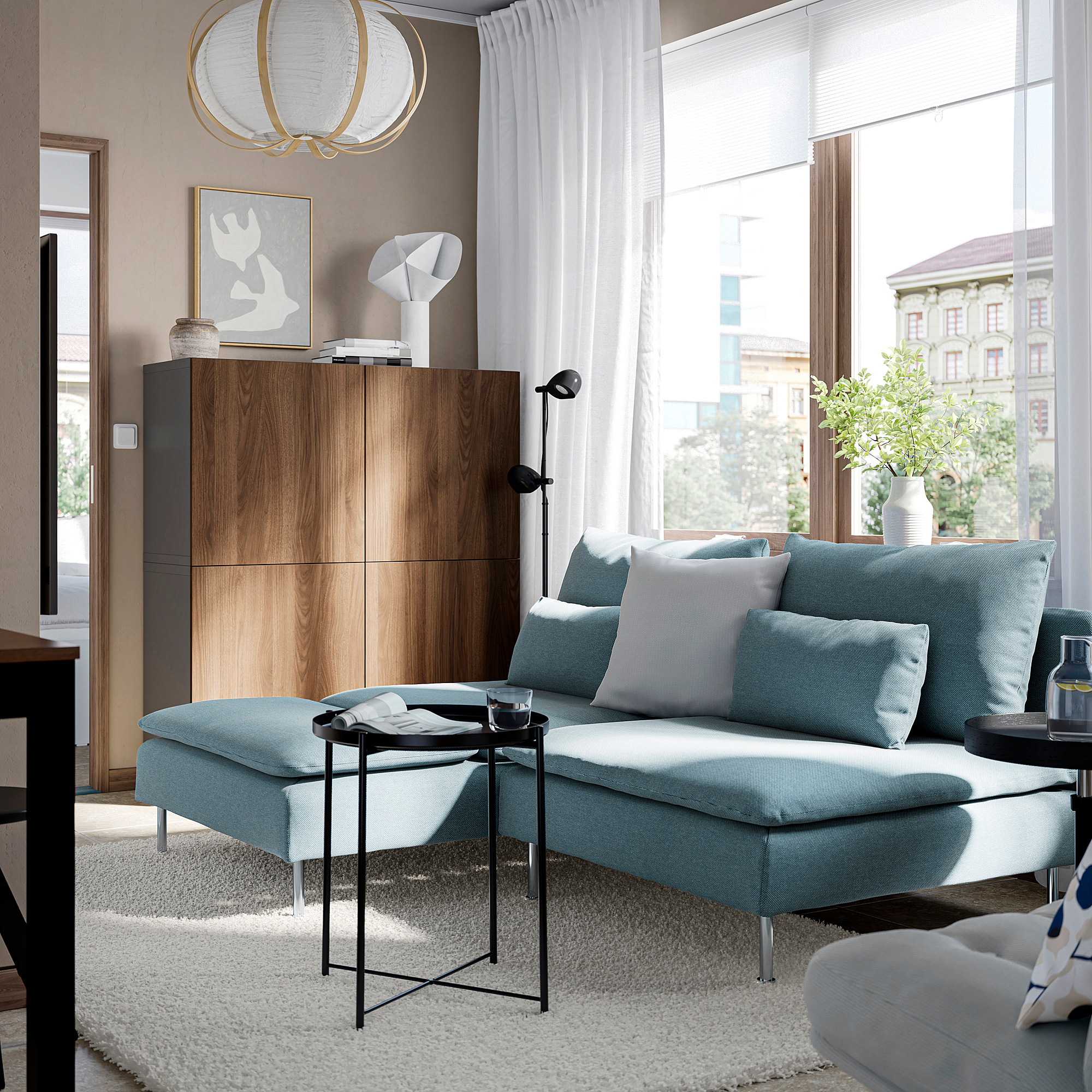 SÖDERHAMN 2-seat sofa with chaise longue