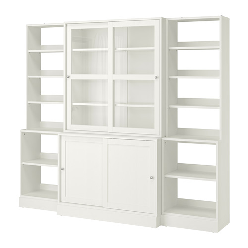 HAVSTA storage comb w sliding glass doors