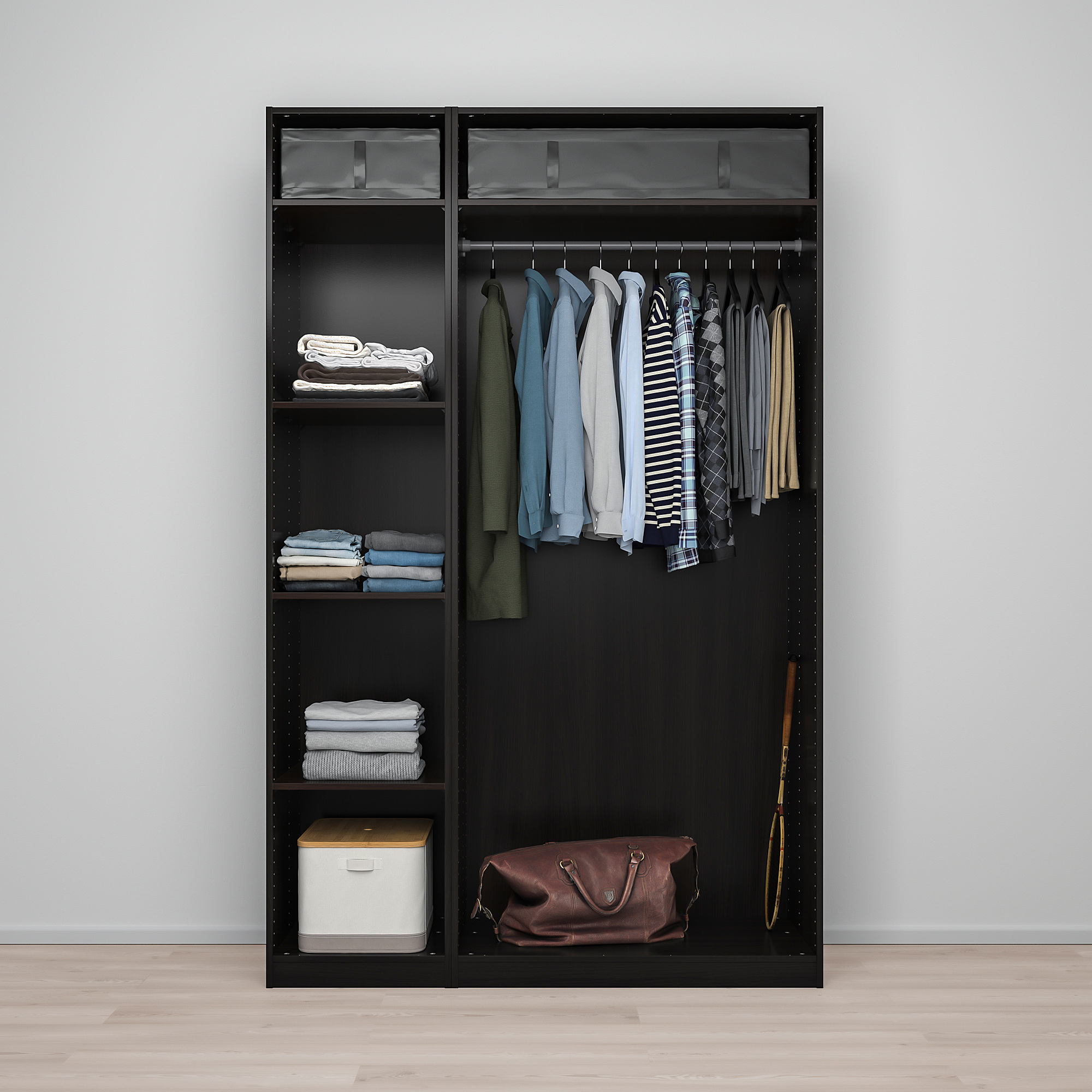 PAX/FORSAND/VIKEDAL wardrobe combination, blackbrown/mirror glass