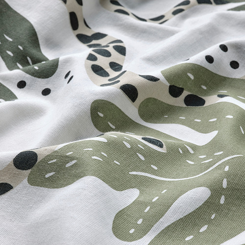KLÄTTERKALLA duvet cover and 2 pillowcases, white/green, 200x200/50x80 cm