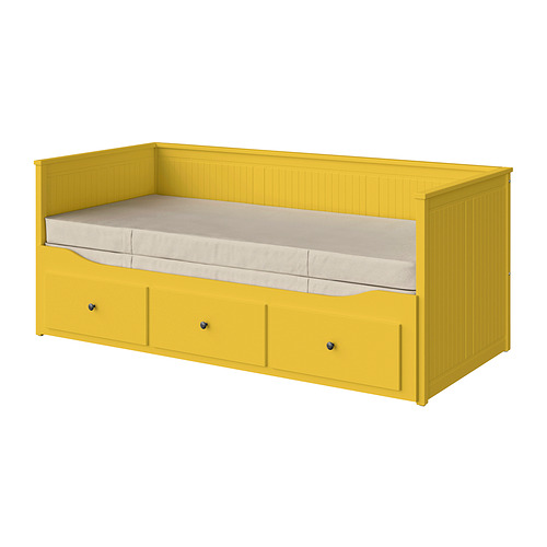 HEMNES day-bed w 3 drawers/2 mattresses
