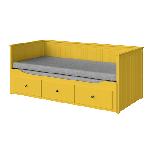 HEMNES day-bed w 3 drawers/2 mattresses