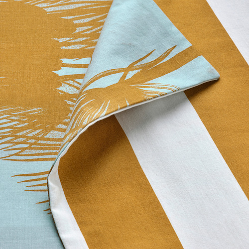 ÄNGLATRUMPET duvet cover and pillowcase, light blue/yellow-brown, 150x200/50x80 cm