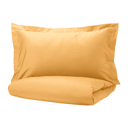 LUKTJASMIN duvet cover and 2 pillowcases, yellow, 200x200/50x80 cm
