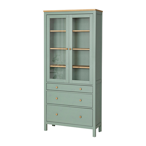 HEMNES glass-door cabinet with 3 drawers