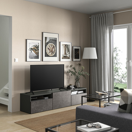 BESTÅ TV bench with drawers and door