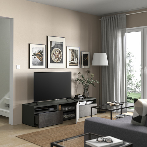 BESTÅ TV bench with drawers and door