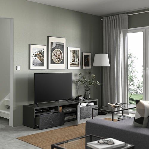 BESTÅ TV bench with drawers and door
