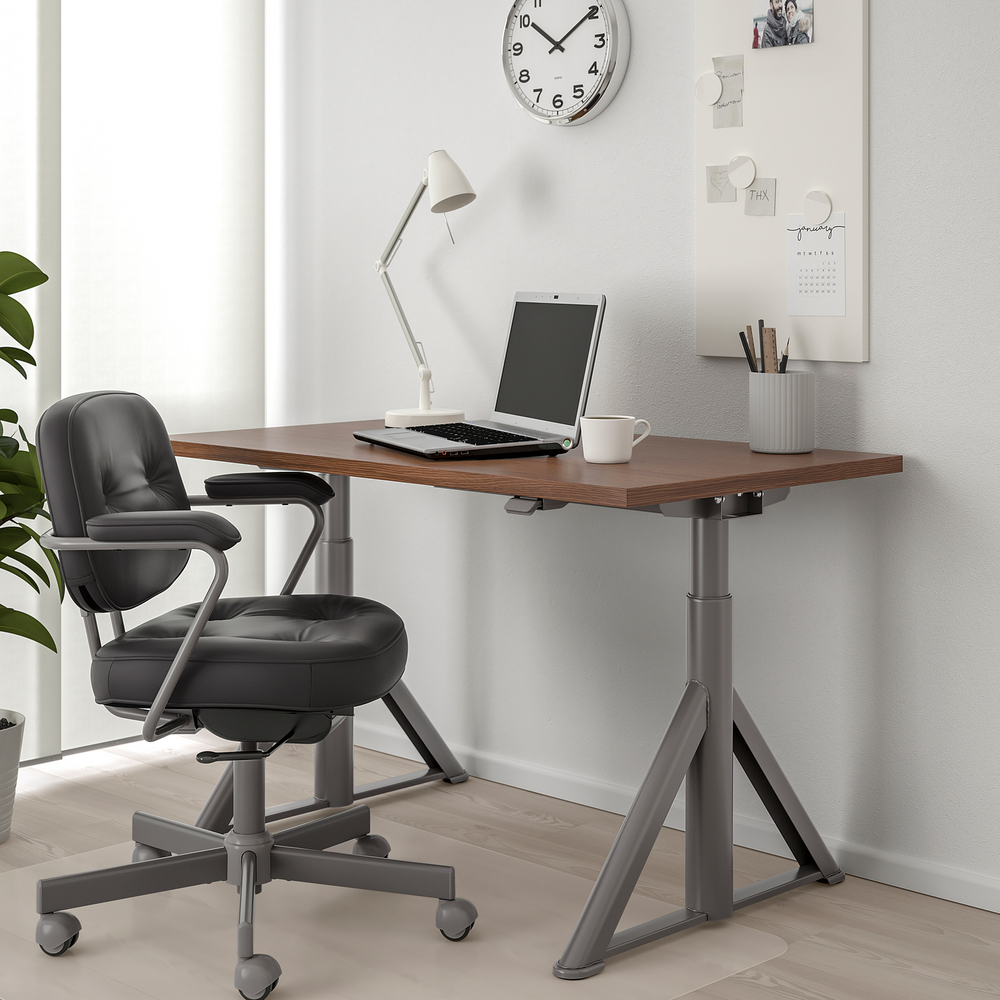 ID SEN desk sit stand brown dark grey IKEA Hong Kong ID SEN desk sit stand brown dark grey IKEA Hong Kong