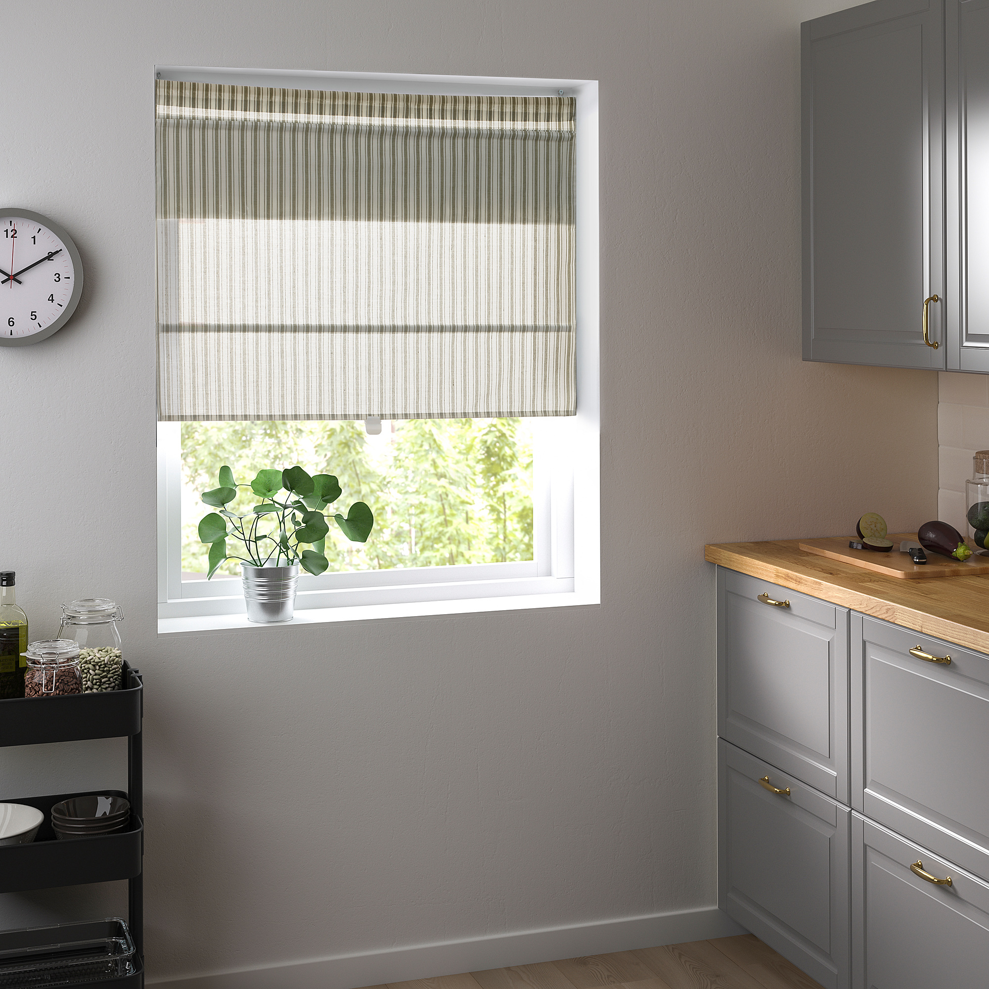 RINGBLOMMA Roman blind, 140x160 cm, white/green/striped IKEA Hong