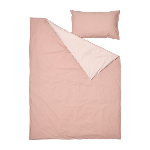STRANDTALL duvet cover and pillowcase, dark pink/light pink, 150x200/50x80 cm