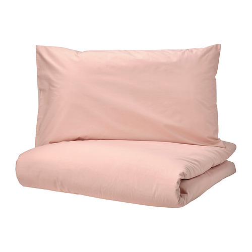 STRANDTALL duvet cover and pillowcase, dark pink/light pink, 150x200/50x80 cm