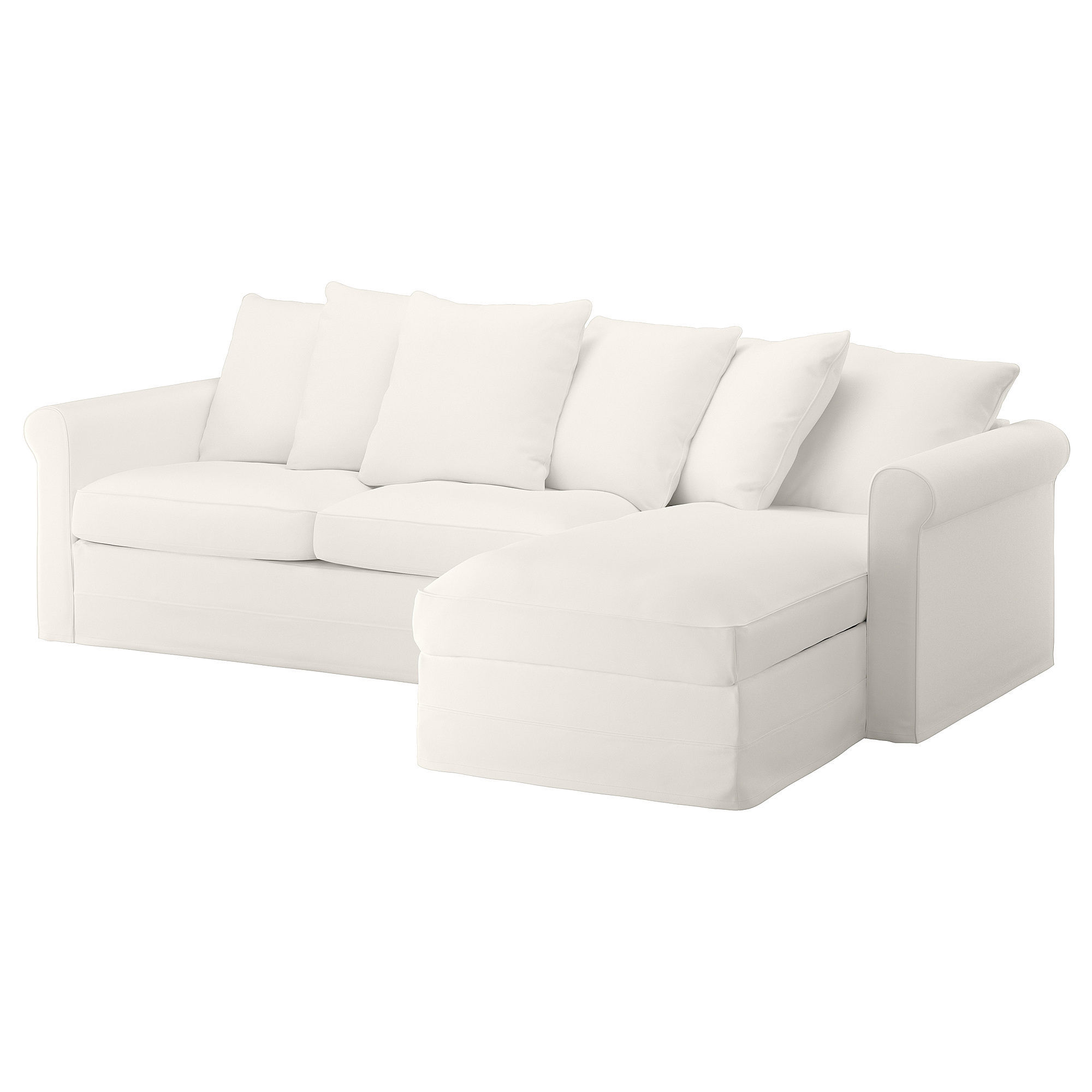 GRÖNLID cover 3seat sofabed w chaise lng, Inseros white IKEA Hong