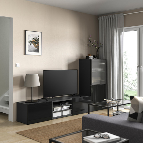 BESTÅ TV storage combination/glass doors