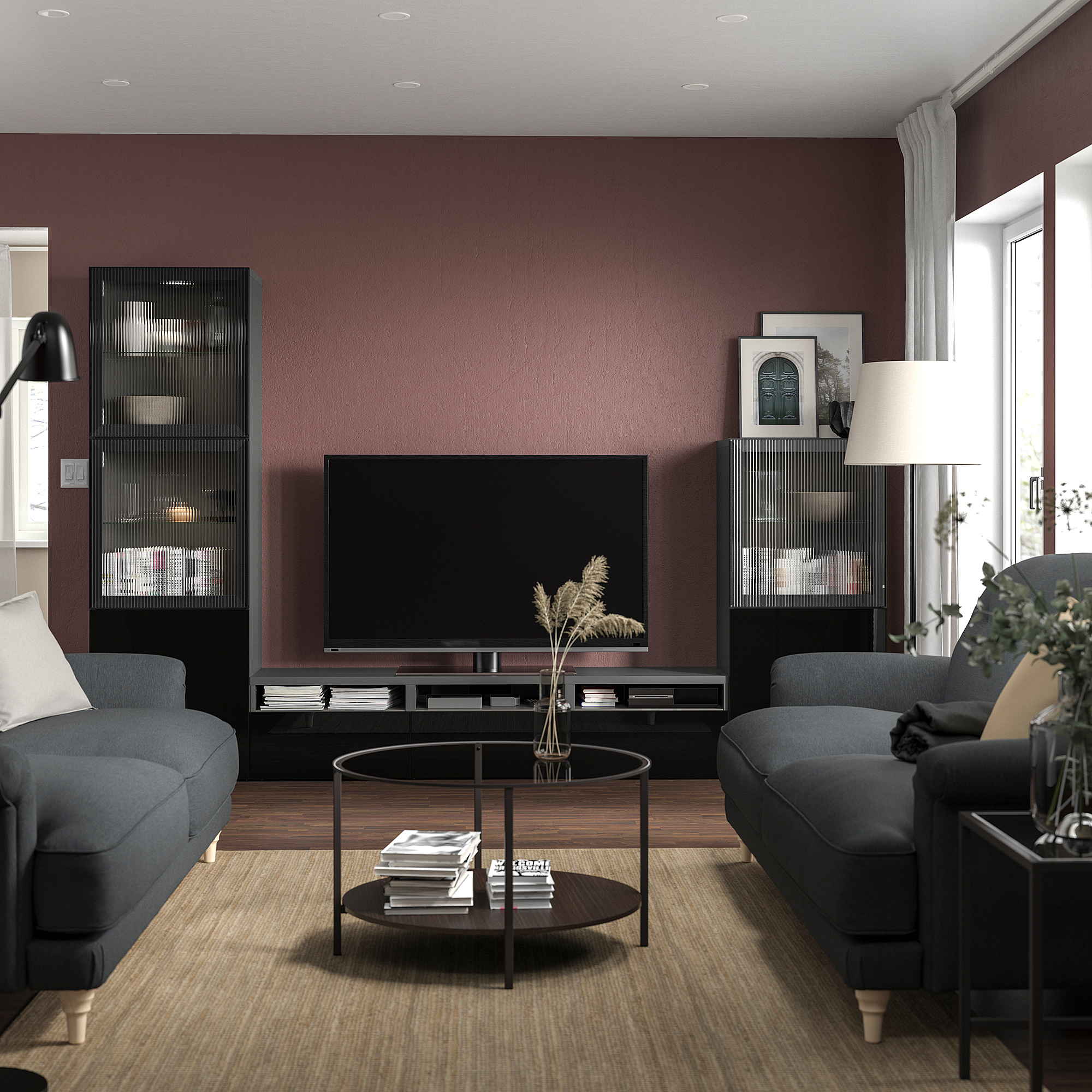 BESTÅ TV storage combination/glass doors