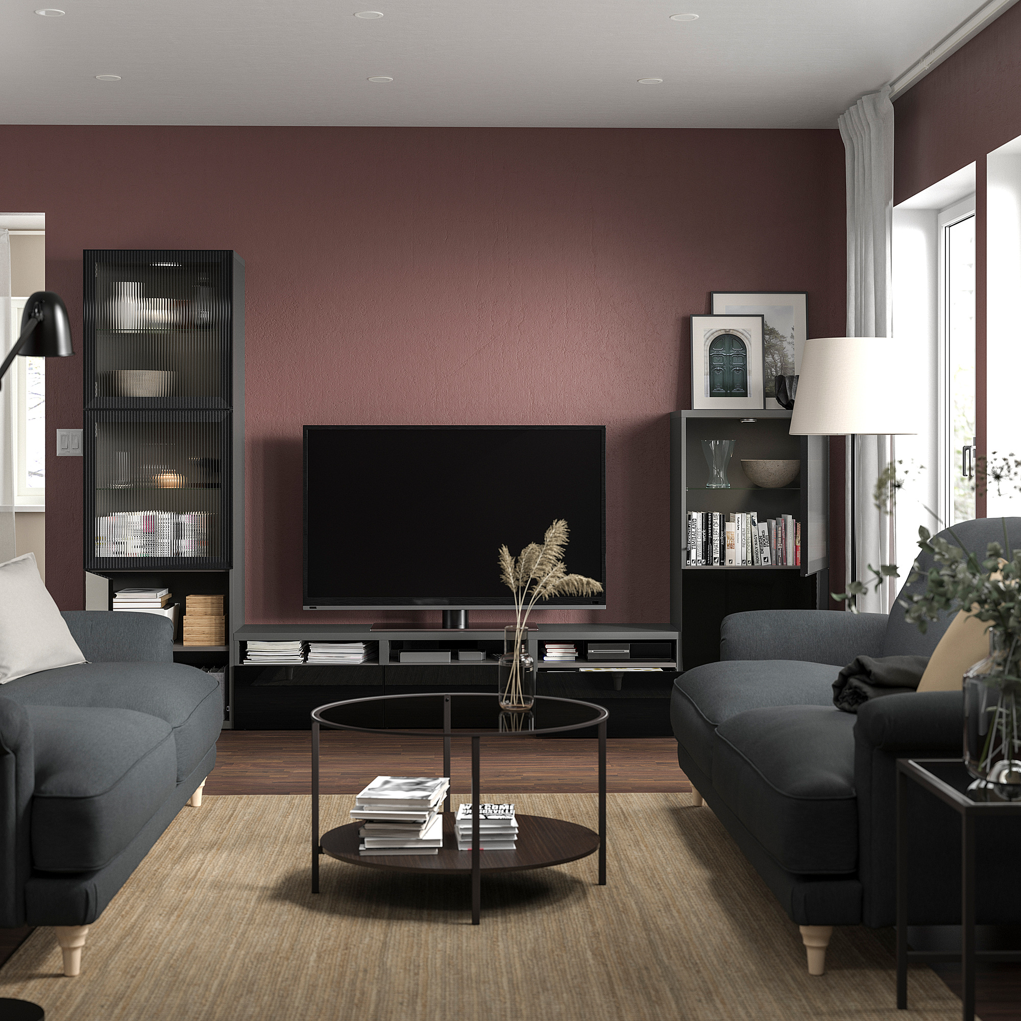 BESTÅ TV storage combination/glass doors