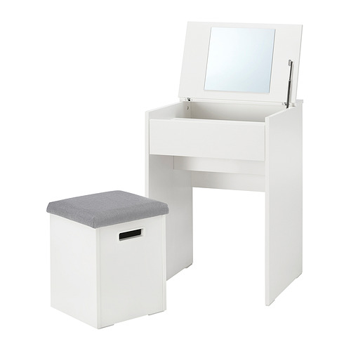 MALMSLÄTT - 梳妝檯連凳, 白色/Vissle 淺灰色 | IKEA 香港及澳門 - E1013562_S4