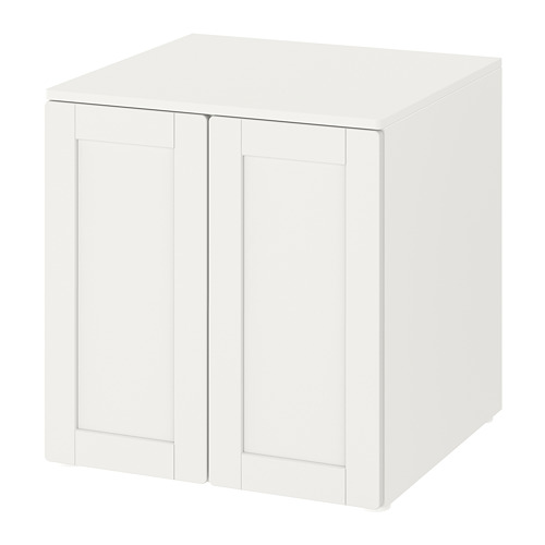 PLATSA/SMÅSTAD cabinet, white with frame/with 1 shelf